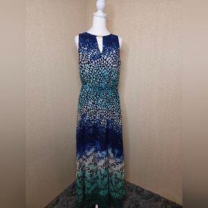 Vince Camuto Geometric, Blue-gradient Pattern Maxi Dress SZ: 8